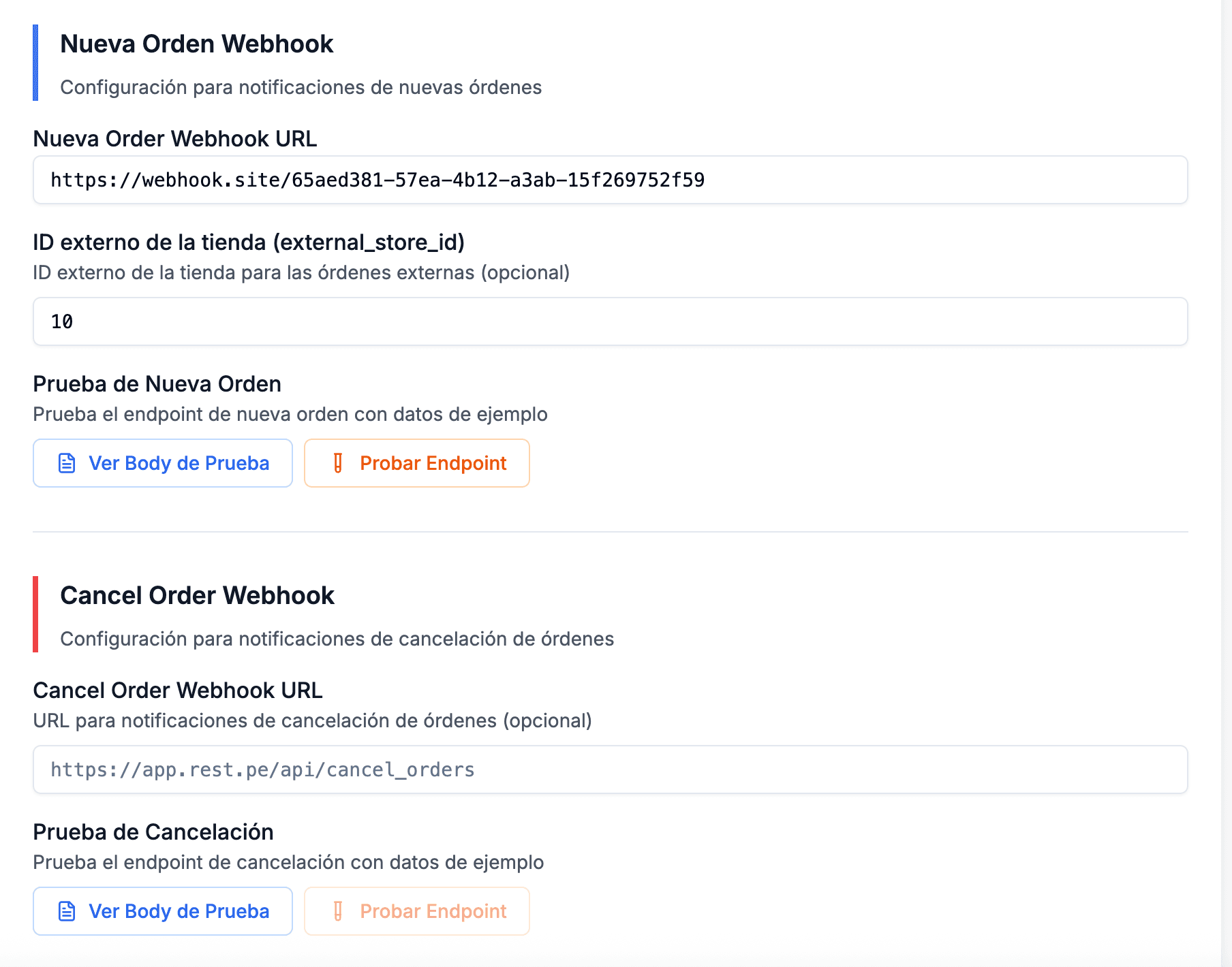 Configuración en business.llamafood.com